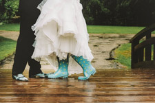 Blue rain boots